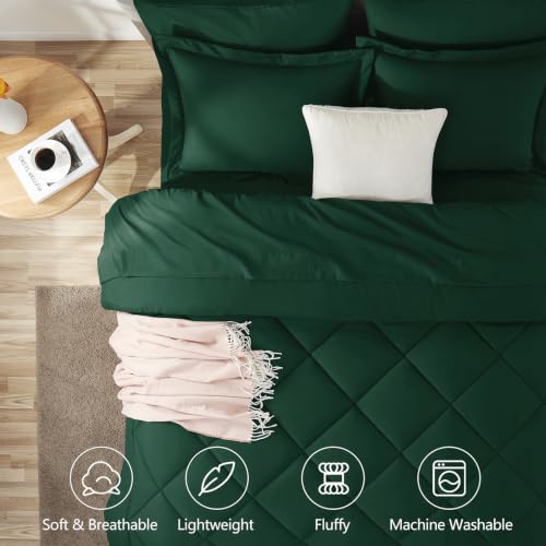 Image of CozyLux Full Size Comforter Sets Emerald Green - 7 Pieces Bed in a Bag Full, Luxury Soft Bed Set for All Seasons, Bedding Set with Down Alternative Comforter, Sheets, Pillowcases & Shams