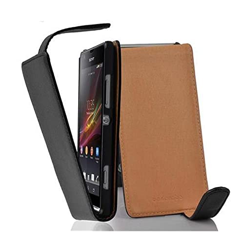 cadorabo Coque pour Sony Xperia SP en Noir DE Jais - Housse Protection en Style Flip en Similicuir Structuré - Etui Poche Folio Case Cover
