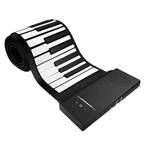 FLFL Piano eletrónico dobrável 88 teclas elétrico piano Roll Up piano portátil recarregável rolo de mão elétrico piano com altifalante para crianças iniciantes