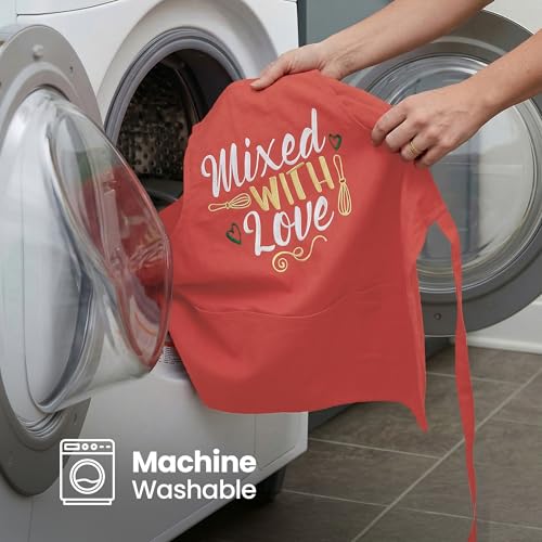 Image of Yellow Weaves Cotton Canvas Printed Kitchen Apron with Large Pockets, Cooking Apron for Men & Women, Durable Chef Apron for Cooking, Barista, Restaurant, Cafe Kitchen Apron