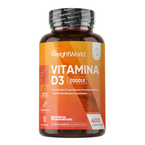 Vitamina D3 2000 UI Alta Potencia, 400 Comprimidos, +1 Año de Suministro