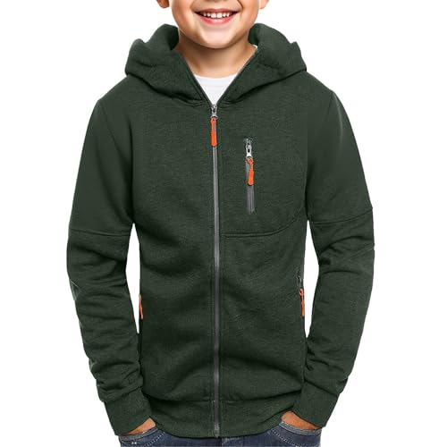 Boys Zip up Hoodi𝐞s Coats Thick Fleece Cotton Hoodi𝐞 Sweatshirts Outfits School Sweatshirt with Zipper Pockets