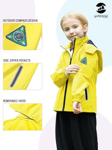 Image of SaphiRose Kids Waterproof Rain Jacket Mesh Lined with Removable Hood | Lightweight rain coat, windproof, breathable, school, camping, travel, outdoor play, boys and girls