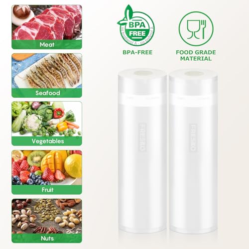Image of FRESKO Vacuum Sealer Bags Rolls with Write-On Labels, 11 inch x 20' 2 Pack Bags
