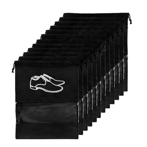 Image of Solitude Pack of 10 Shoe Bags for Travel & Storage Organizer | Dustproof Shoe Bag Pouches Travel Shoe Cover with Transparent Window for Travelling
