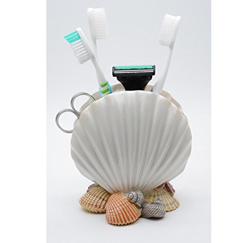 Toothbrush Holder Shell Pen Holder Polyresin Artware Cosmetic Brush Holder for Home Decor-White (Shells) - Image 6