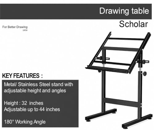 Image of AS Drawing & Drafting Table - Scholar (Without Board) Drafting Table Stand with Adjustable Height and Angles, Ideal for Architects, Engineers, Designers & Artists Students and Professionals.