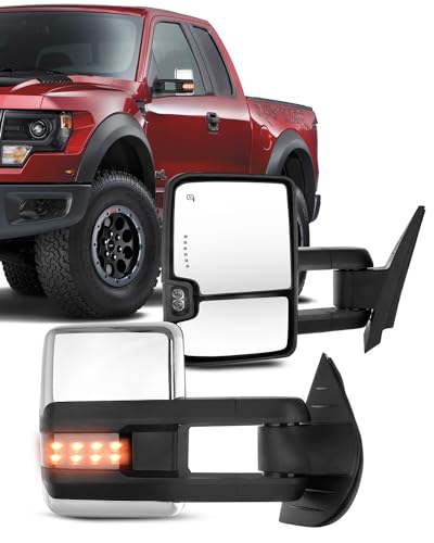 ECCPP fit for Chevy Towing Mirrors for GMC Power Heated LED Turn Arrow Signal Reverse Light Tow Mirrors for 2008-2013 for Chevy for Silverado for GMC for Sierra 2007 for Silverado New Body Style