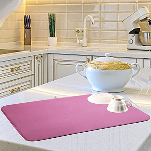Image of Kuber Industries Microfiber Reversible Dish Drying Mat with Absorbent Parity for Kitchen 19 inchx 15 inch(Pink)