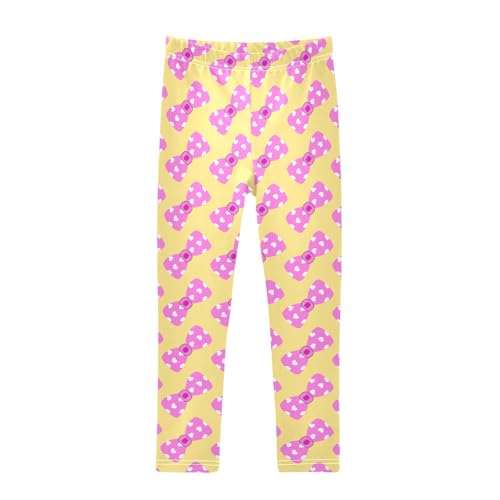 ZZKKO Girls Leggings Pink Polka Dot Bow Toddler Girls Clothes Leggings for Girls Toddler Girls Leggings 3-4T