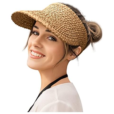 JS LifeStyle Women's Packable Straw Sun Visor Cover