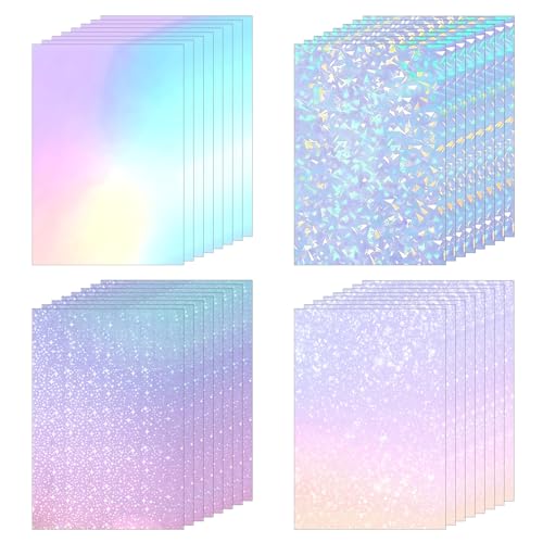 TAIVIN 32 Blätter holographische Folie A4,4 Designs selbstklebend für Sticker & Dekoration