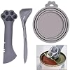 mwellewm 3Pcs Pet Food Can Supplies Set Universal Silicone Can Covers Cat Can Lids Multifunctional Mini Spatula Pet Can Opener and Dog Spoons for Pets Dogs Cats Feeding Can Grey