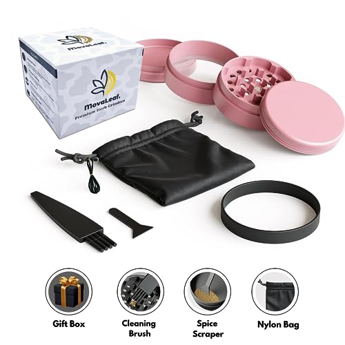 Movaleaf Ceramic Grinder/Crusher, Non-Stick, 4-Piece, Nano Ceramic Coated Herb Mill, Diameter 63 mm, Includes Carry Bag - Image 2