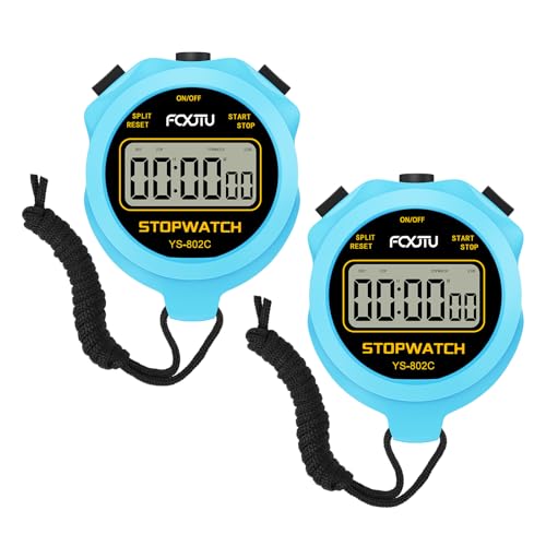 FCXJTU 2Pack Simple Basic Stopwatch Timer Only Stopwatch Mode No Bells No Clock No Alarm Pure Silent Stopwatch with On/Off for Kids Sports Coaches Referees (Blue)