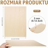Płyta ze sklejki A3 3 mm, 42 x 30 cm, do majsterkowania, do majsterkowania, cienka, do malowania, pirografii, cięcia laserowego, prac ręcznych, 14 sztuk