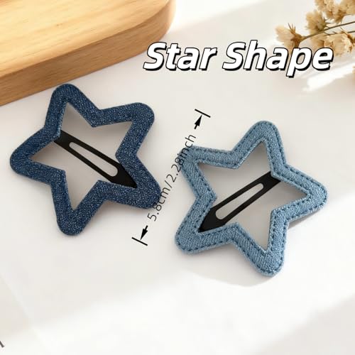 Set de 6 pinzas para el cabello azul de mezclilla miniatura 4