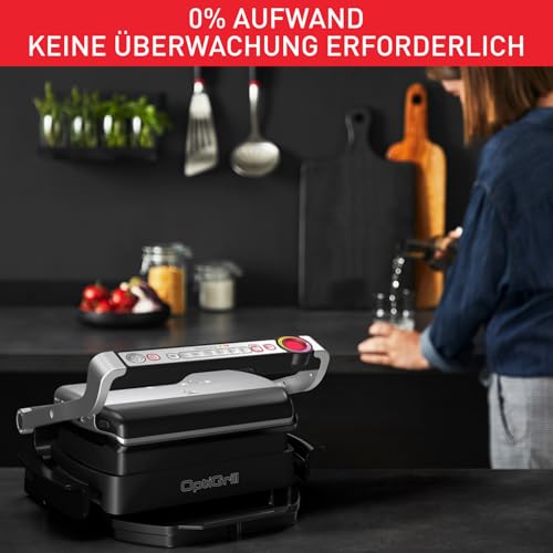 Foto von Tefal OptiGrill & Bake Kontaktgrill mit Backschale, 6 Programme, Garstufenanzeige, Abnehmbare Platten, Elektrogrill, Edelstahl, GC714D10