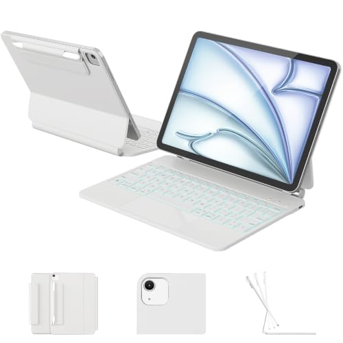 Image of RAYMCRAFT for iPad Air 11-inch (M3 2025 / M2 2024) & iPad Pro 11 inch(1st /2nd /3rd /4th Gen), Magic Keyboard for Air 4 /5 10.9 inch, Springy Backlit Keys, Stain-Resistant Surface, Multi-Touch Trackpad, White