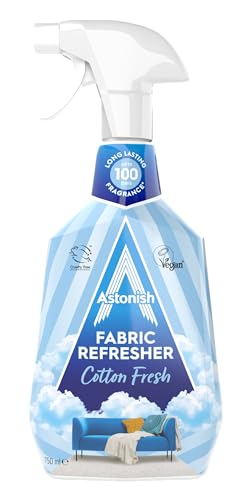 Astonish Fabric Refresher Spray for Freshening Clothes Curtains Carpets and Fabrics Cotton Fresh Scent 750ml Blue