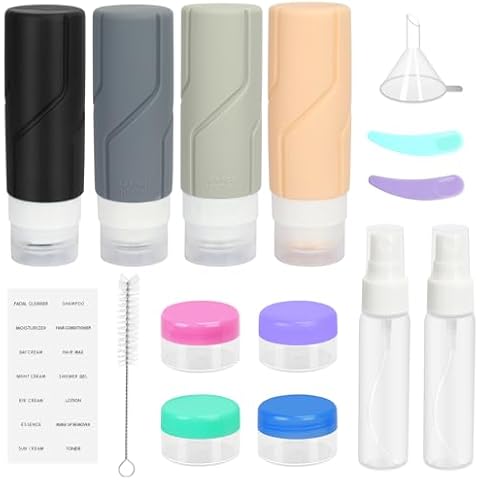 Unaone 16 Pack Travel Bottles Set, Silicone Travel Bottles for Toiletries - TSA Approved Travel Containers jar Leak Proof Squeezable Refillable Travel Accessories for Shampoo Conditioner Lotion Cover