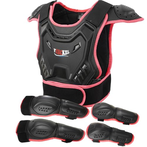 Kids Armor Vest Suit for Dirt Bike, Back Chest Protector for Motocross ATV ,Youth Extreme Sports Protective Gear (Pink)