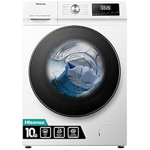 Hisense WFQA1014EVJM Wasmachine met stoomfunctie, 10 kg, AquaStop, 1400 omw/min, 15 programma’s, inverter PowerDrive motor, roestvrijstalen trommel, kinderbeveiliging, trommelreiniging, wit