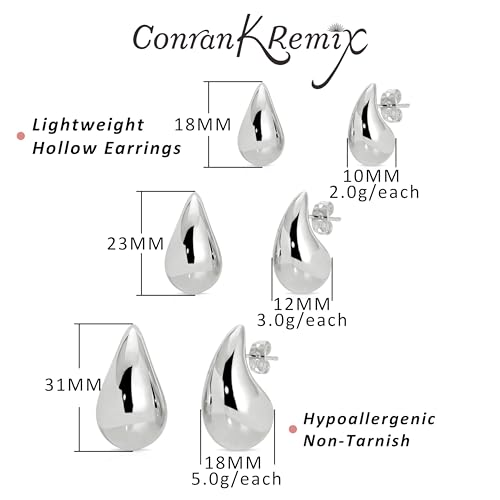 Small Teardrop Gold Chunky Earrings for Women,Thick Gold Plated Hoop Hypoallergenic Water Drop Earring Dupes for Women 18MM