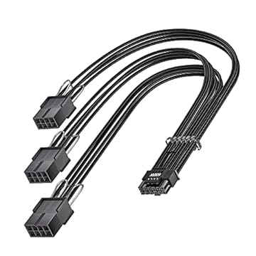Fasgear Cabo de extensão PCI-e 5.0, macho de 16 pinos (12 + 4) para PCI-E 5.0 3 x 8 pinos fêmea com 4 pentes de cabo, cabo de 30 cm 12VHPWR(12V-2x6) compatível com GPU 3090Ti e RTX 4080 4090 5090