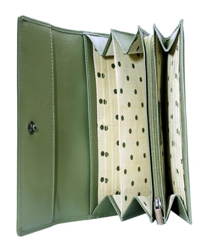 Portefeuille femme Esquire Peru olive petit format porte-monnaie cuir zippé
