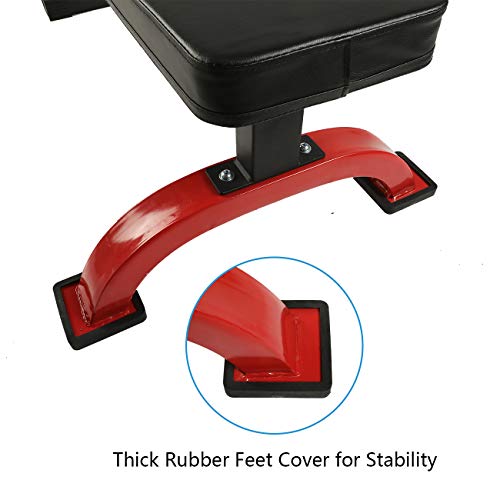 YESJOY Flat Weight Bench- 600 lbs Capacity Home Gym Workout Bench for Weight Training and Abs Exercises (Extra Thick Back Cushion pad)