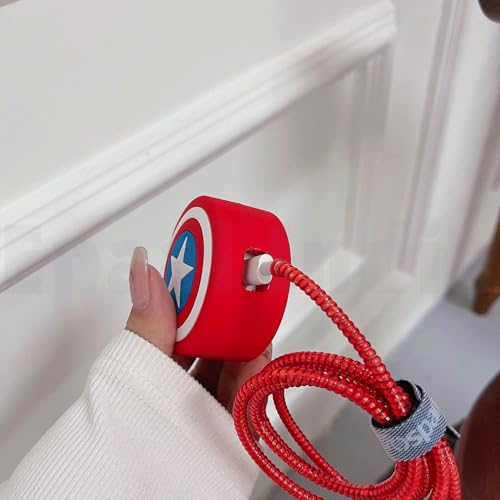 Image of J'TTON Case Cover for 18W /20W iPhone Adapter & USB-C Cable | Cute 3D Cartoon Character (Red Cap America)