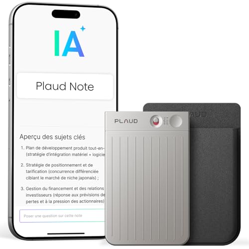 Plaud Note Enregistreur Vocal IA avec Étui Dictaphone Enregistreur Vocal Numérique Contrôle par App Transcription et Résumé IA Prise en Charge de 112...