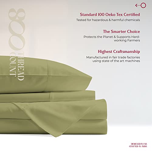 Mayfair Linen High Thread Count Egyptian Quality 100% Long Staple Cotton Sheets, Sage Green Full Size Sheet Set, Sateen Weave For Soft Feel, Fits Mattress Upto 16'' Deep Pocket (Packaging May Vary) #TOP7