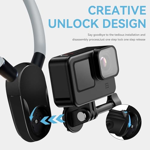 Image of REFLEX CAMERA Action Camera Neck Holder Mount for Mobile Phones, Go Pro 13 /12 /11 /10 /9 /8 /7 /6, DJI Osmo Action 5 Pro /4 /3, Insta360, Akaso Action Cameras - 180 Rotation, Comfortable Fit & Easy Operation