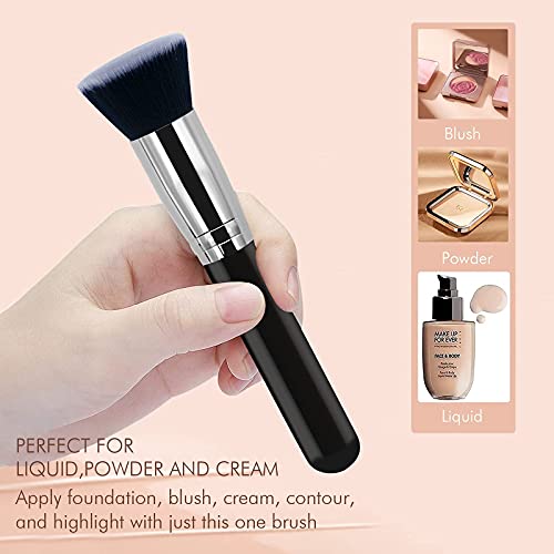 Flat Top Kabuki Foundation Brush By Raffaello - Premium Makeup Brush For Liquid, Cream, And Powder - Buffing, Blending, Flawless Face Brush #TOP3