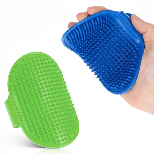 Classicseali Lot de 2 brosses de bain pour chien - Poils courts - En silicone - Avec poignée réglable - Brosse de bain pour chiens et chats - Brosse de nettoyage pour chats et chiens