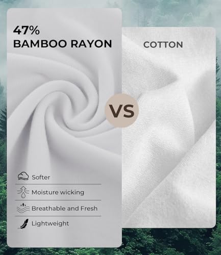 BAMBOO COOL Men's Undershirts V Neck, Slim Fit Moisture Wicking White T Shirts for Men, Breathable Soft Stretch Tees 3 Pack - Thumbnail 3