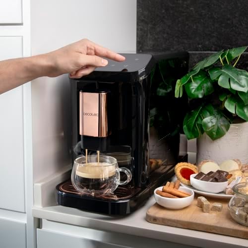 Cecotec Superautomatyczny ekspres do kawy Cremaet Macchia Black Rose. Moc 1350 W, blok termiczny, pompa ciśnieniowa 19 bar, system Plug&Play, młynek, automatyczne czyszczenie