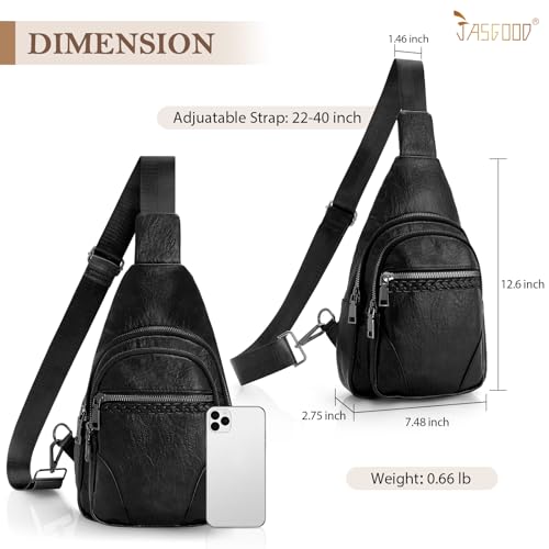Image of JASGOOD Anti Theft Small Sling Bag for Women Leather Fanny Packs Crossbody Bags Trendy Anti-Theft Sling Purse for Travel