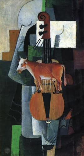Cuadro en lienzo de La vaca y el violín de Malevich (60x90cm) para decoración de pared