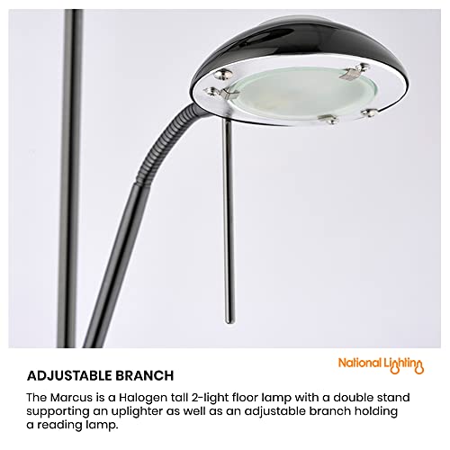 National Lighting Mother and Child Uplighter Floor Lamp with Reading Light - Black Chrome Finish Floor Lamps for Living Room R7s/G9 Bulbs (Not Included) - Image 4