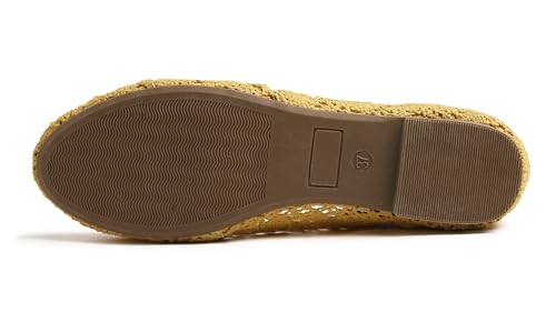 Image of FEVERSOLE Women's Comfort Breathable Knit Crochet Shoes Lace Ballet Flats