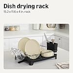Amazon Basics Dish Drying Rack, Stainless Steel, 15.2 x 11.6 x 4 in., Black - Image 2