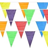100 Foot Pennant Banner, 48 Multicolor Weatherproof Flags - Fun, Versatile Party Decor for Kid's...