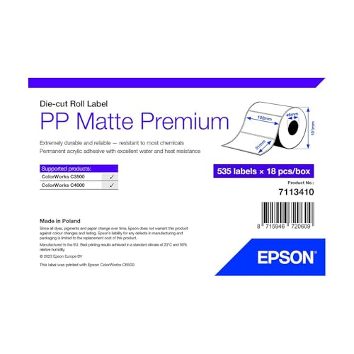 Étiquette d'imprimante blanche Epson 7113410 anti-bavure pour colis et dossiers