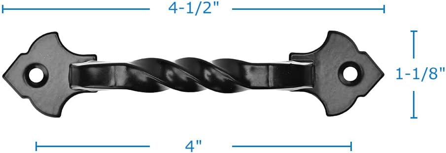 TP-128BLK 6" Rustic Matte Black Cabinet Pulls Twist Kitchen Cabinet Handles- 5"(128mm) Hole Centers - 10 Pack