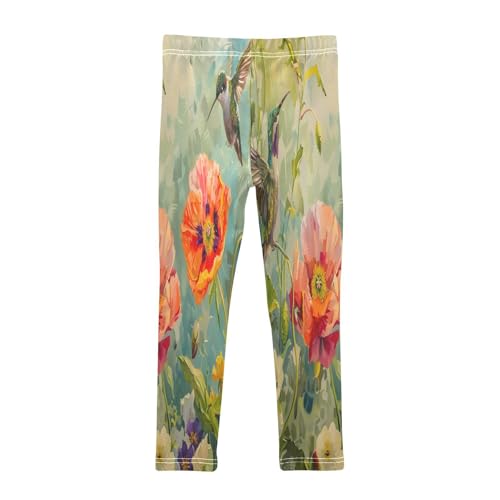 Toddler Girls Leggings Printed Yoga Pants Leggings Hummingbird Peony Lily for Kids2