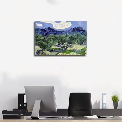Toile Van Gogh oliviers décoration murale salon format compact - 3