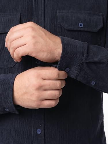 Image of Urbano Plus Men's Corduroy Full Sleeve Regular Fit Solid Overshirt with Utility Pockets